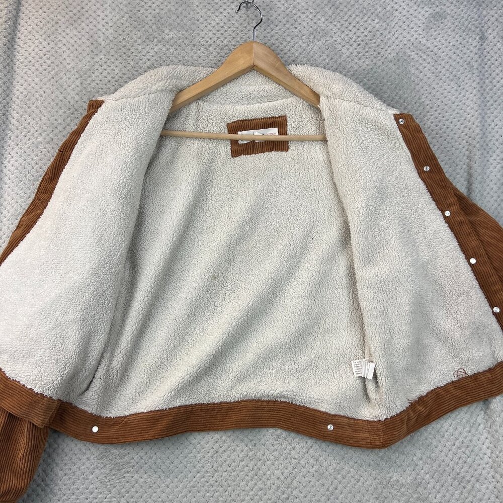 Andrea Womens Corduroy Brown Sherpa Lined Truckers Jacket Sz XL Retro Cowgirl - Picture 13 of 16